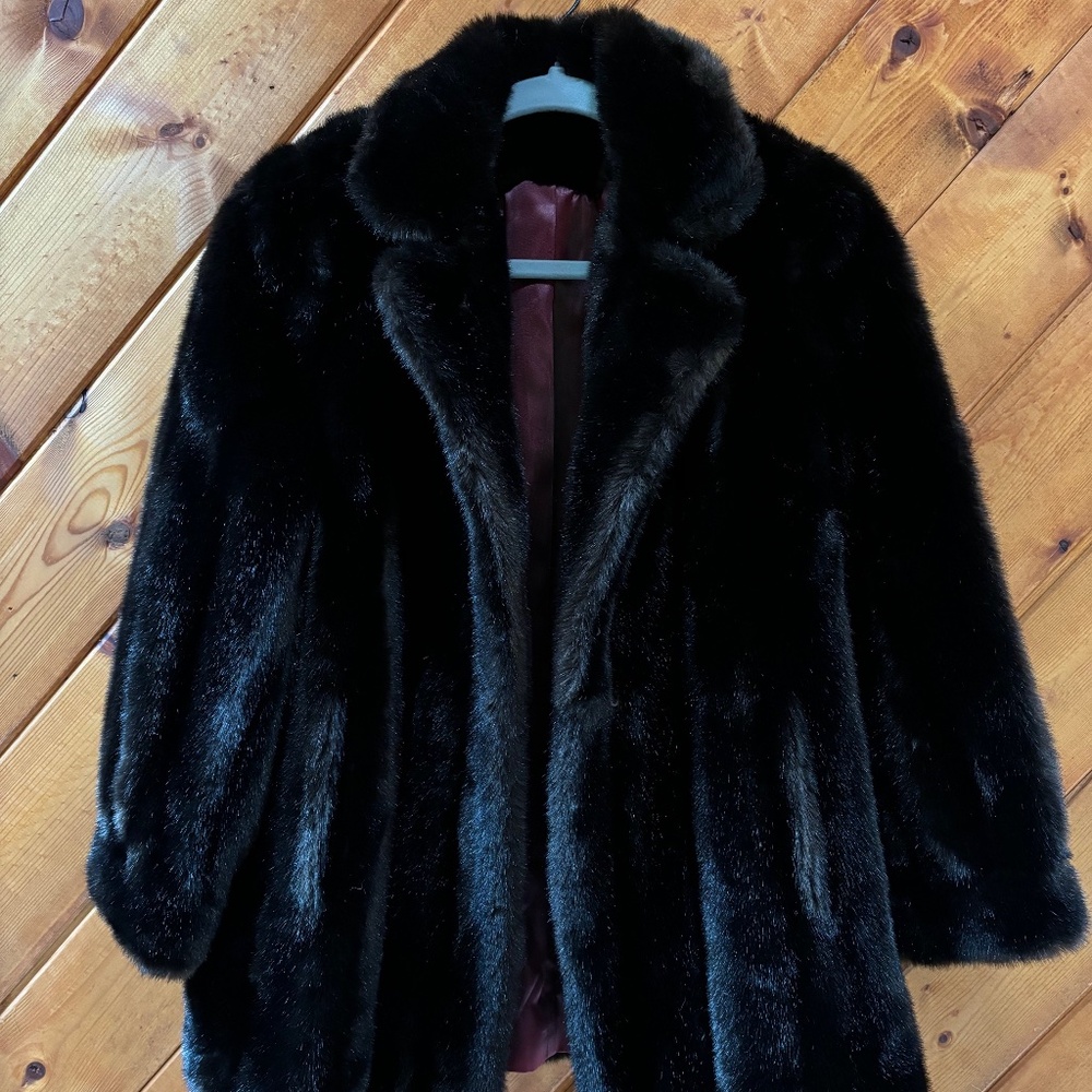 Tissavel of France Vintage Brown/Black Faux Fur Coat
